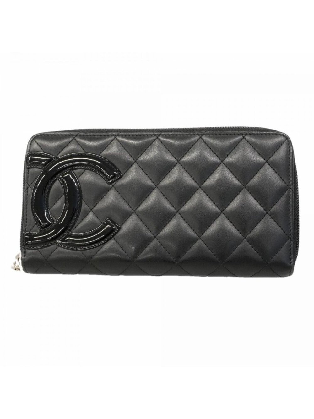 Chanel Wallet Cambon Lambskin Black Silver
